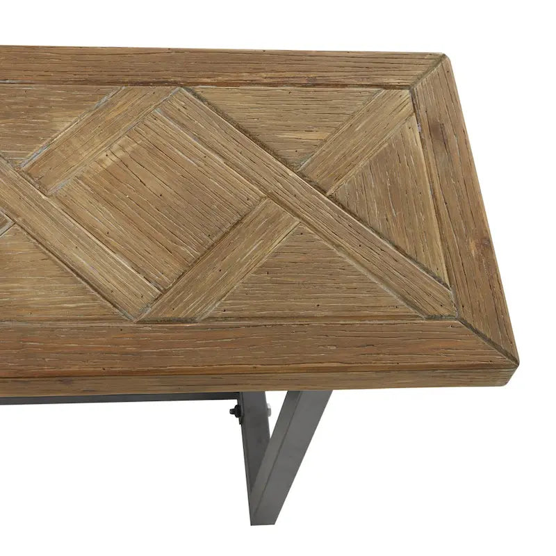 Panca in legno con base in metallo nero - marrone