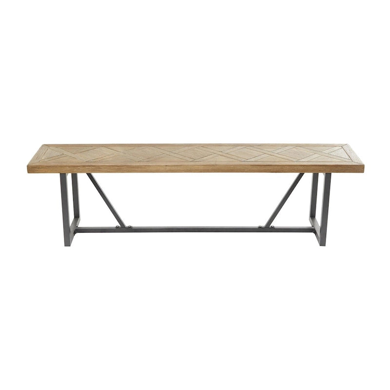 Panca in legno con base in metallo nero - marrone